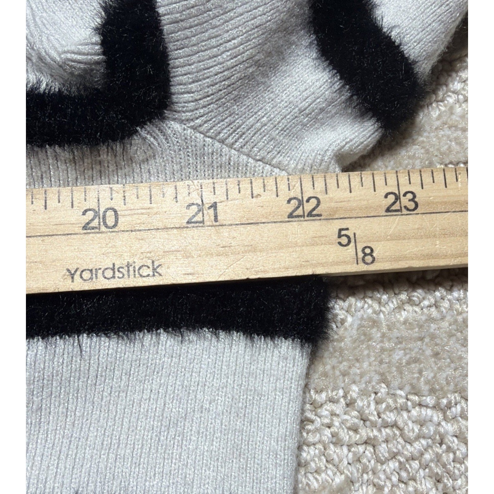 Chico's Women L Gray Striped Eyelash Touch Of Cashmere Buttery Soft Sweater