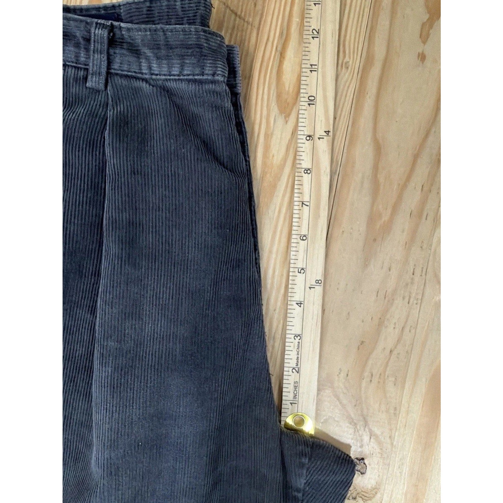 Lands End Corduroy Pants Women's 8 Straight Leg High Rise Gray Five Pocket 28x30