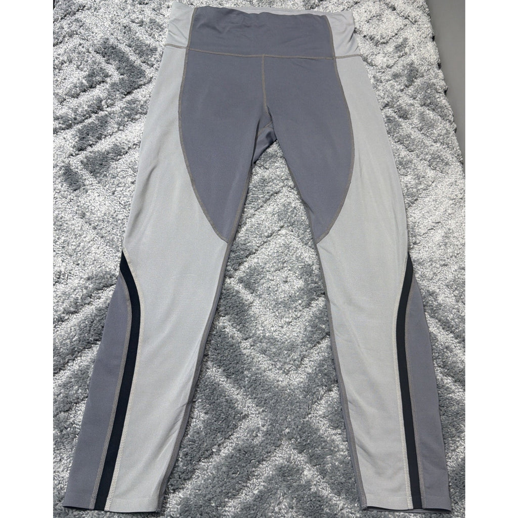 Athleta 7/8 Ankle Leggings Colorblock Gray Black Size M Womens Yoga Running