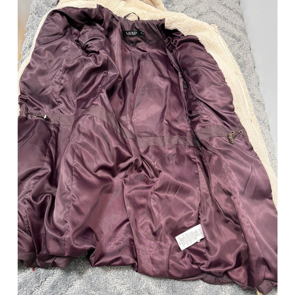 LAUREN RALPH LAUREN Black Label Down Sherpa Lined Parka Jacket Purple Women's XS