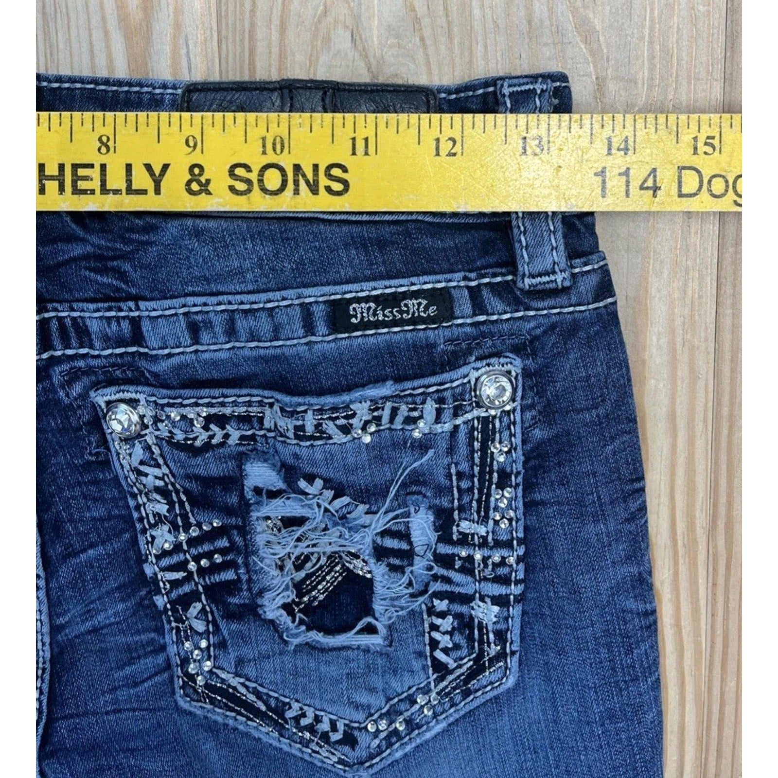 Miss Me Jeans Womens 26x30 Blue Classic Skinny Mid Rise Logo Embroidered