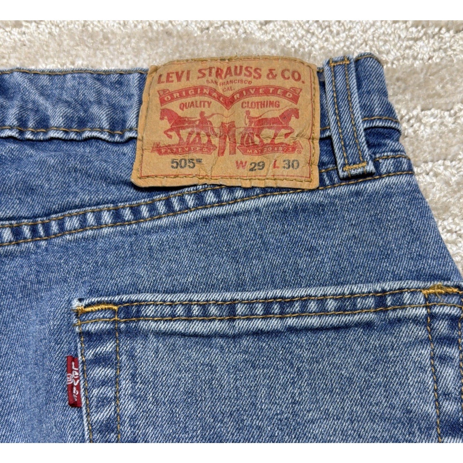 Levis 505 Men’s Jeans W29 L30Regular Fit Straight Leg Blue Denim Stone Wash