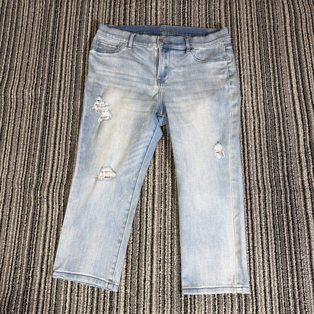 Soho New York Jeans Jegging High Rise Crop Distressed Size 14