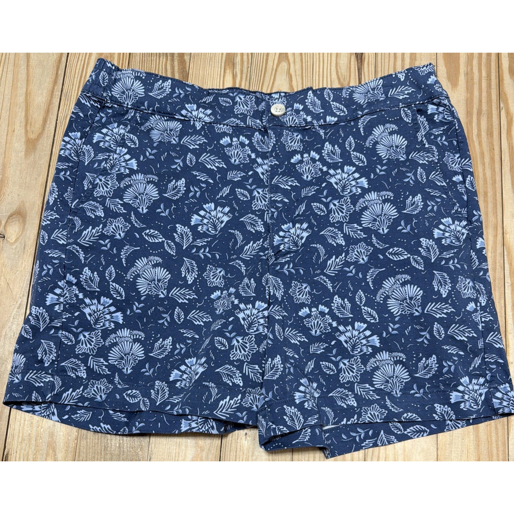 Jachs Girlfriend Shorts XL Blue Floral Stretch Satin Chino Womens Beach Preppy