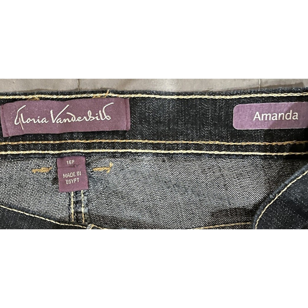 GLORIA VANDERBILT Jeans New Size 16P Amanda Classic Fit Dark Wash 27" Length