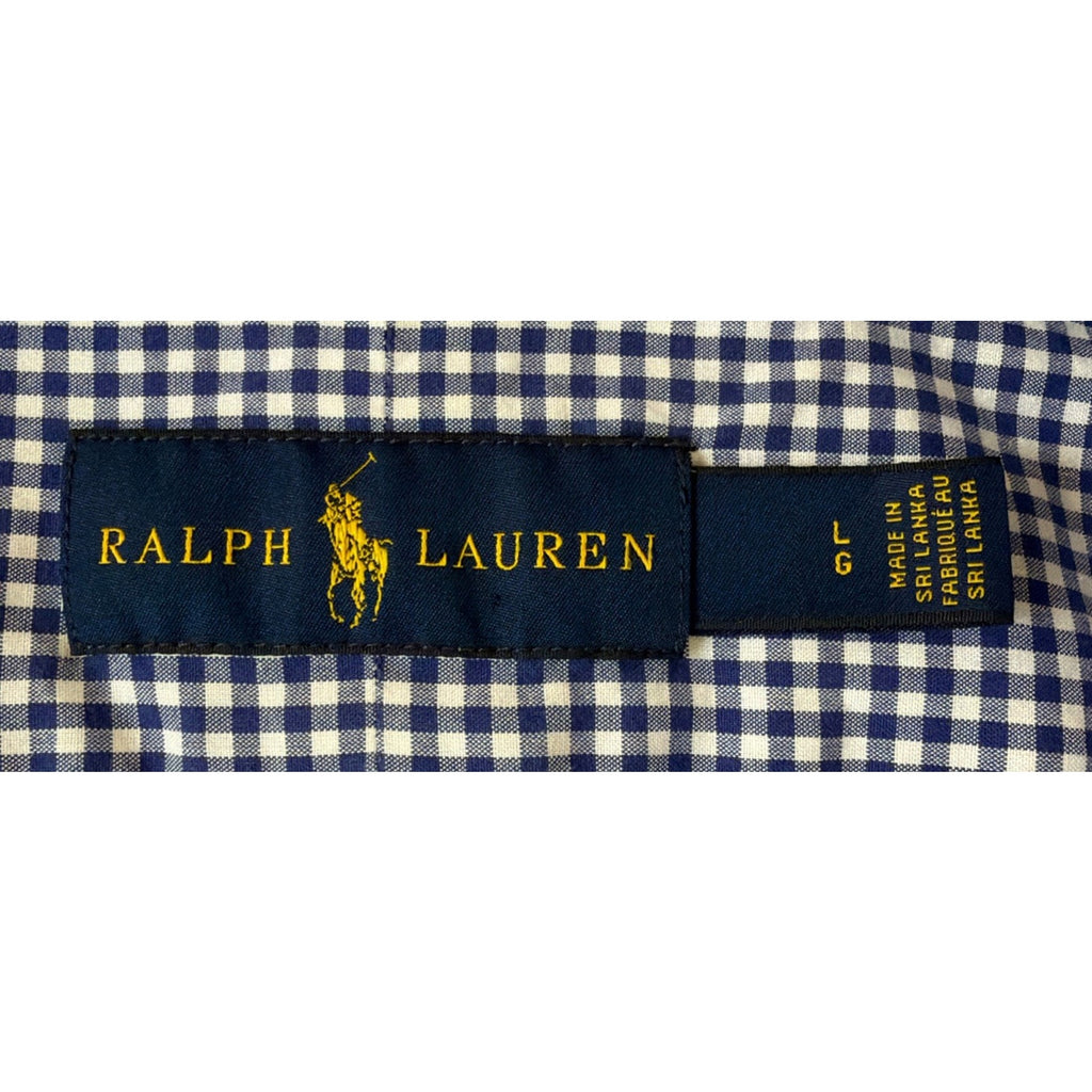 Ralph Lauren Oxford Men’s Blue White Plaid Long Sleeve Button Front Shirt Large