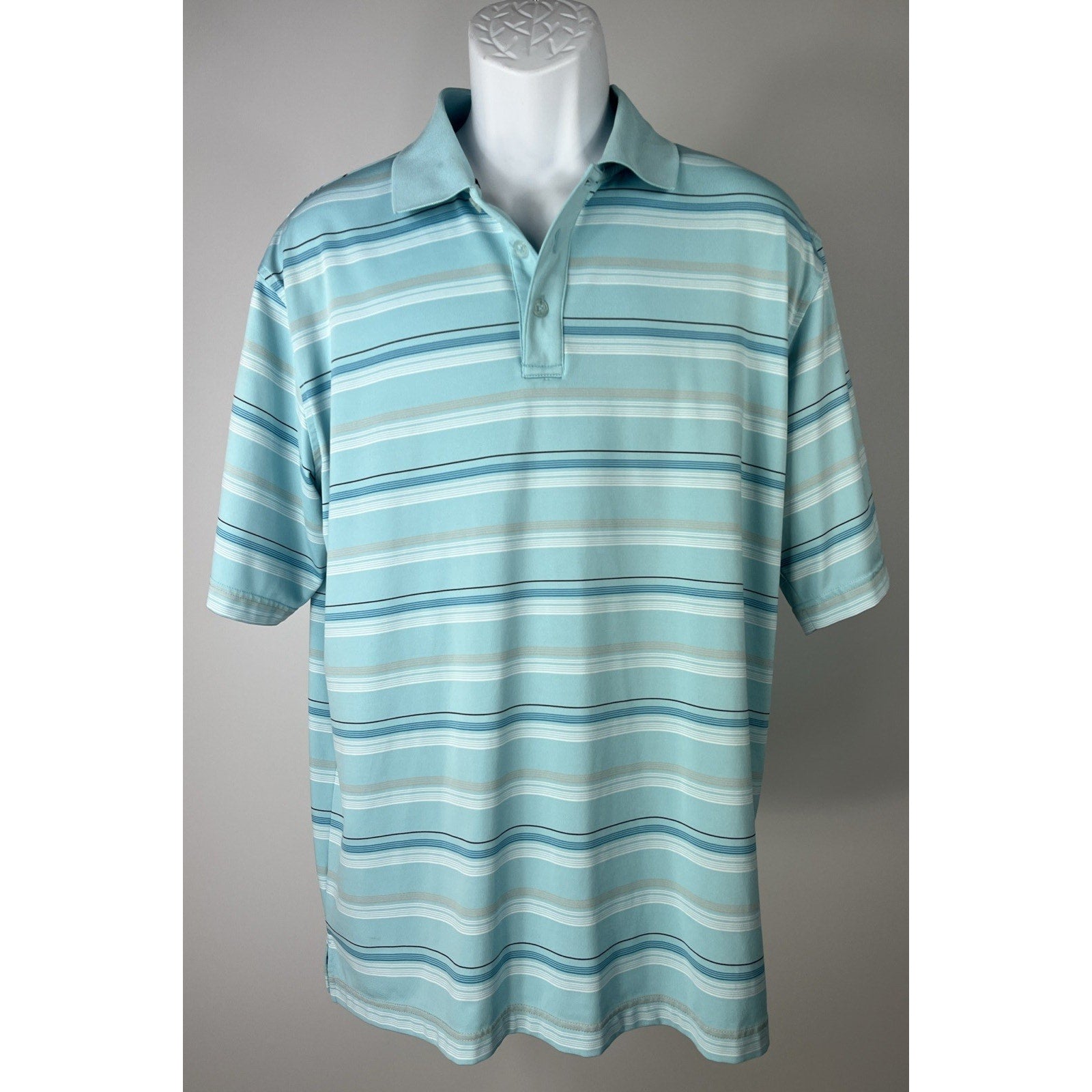 Tommy Armour Mens Striped Dri Logic Golf Polo Shirt Tag Size Large