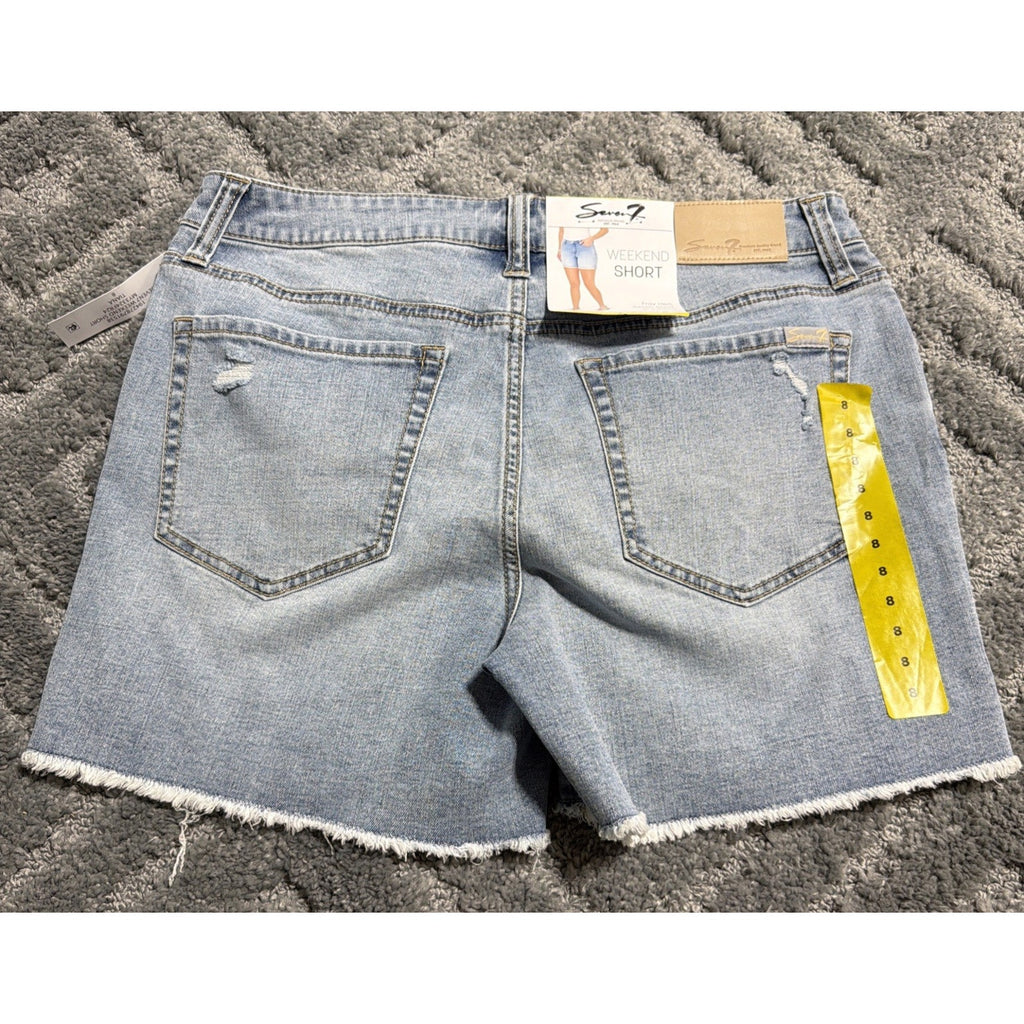 Seven7 Weekend Shorts Sz Women’s Sz 8 Frayed 5” Inseam Denim Stretch-CUTE! New
