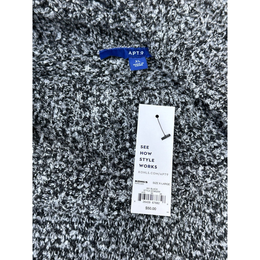 Apt. 9 Black White Cowl Neck Sweater Casual or Dress Soft Stretchy Women’s XL
