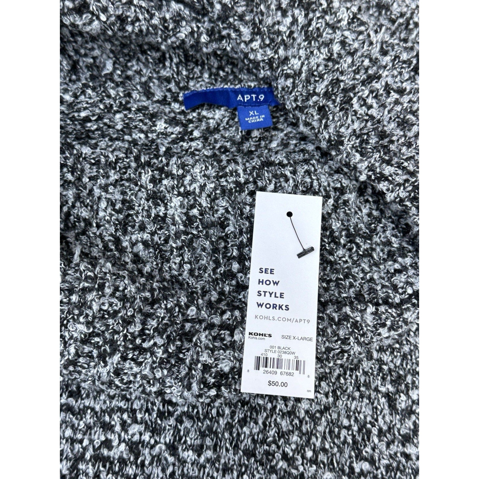 Apt. 9 Black White Cowl Neck Sweater Casual or Dress Soft Stretchy Women’s XL