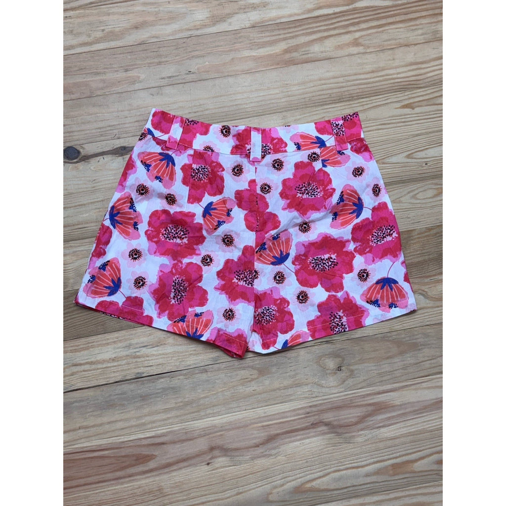 TCEC Pink Floral 100% Cotton Active Athletic Shorts Size Medium Pockets