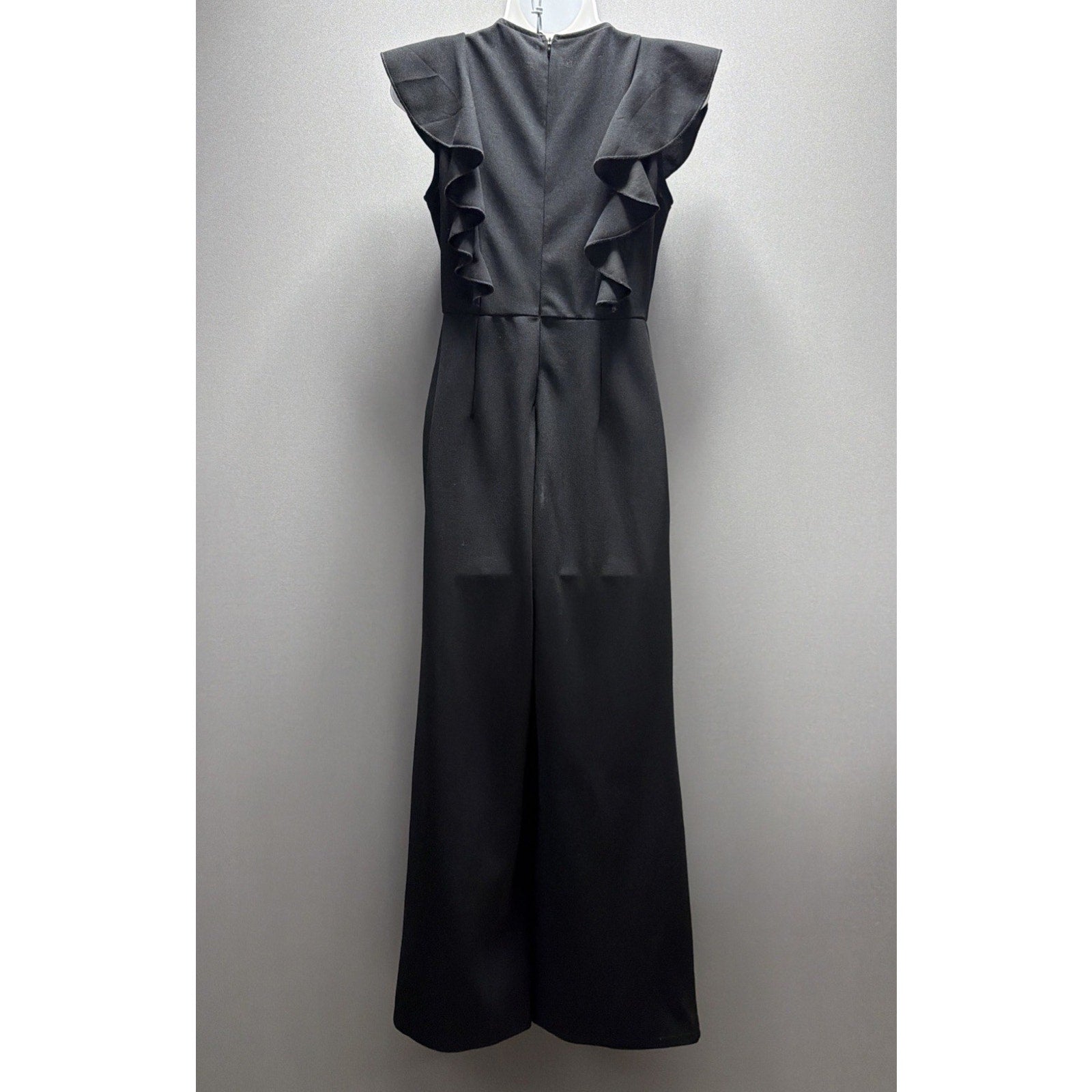 Black Ruffle Jumpsuit Wide Leg Pants One Piece Romper Women’s S