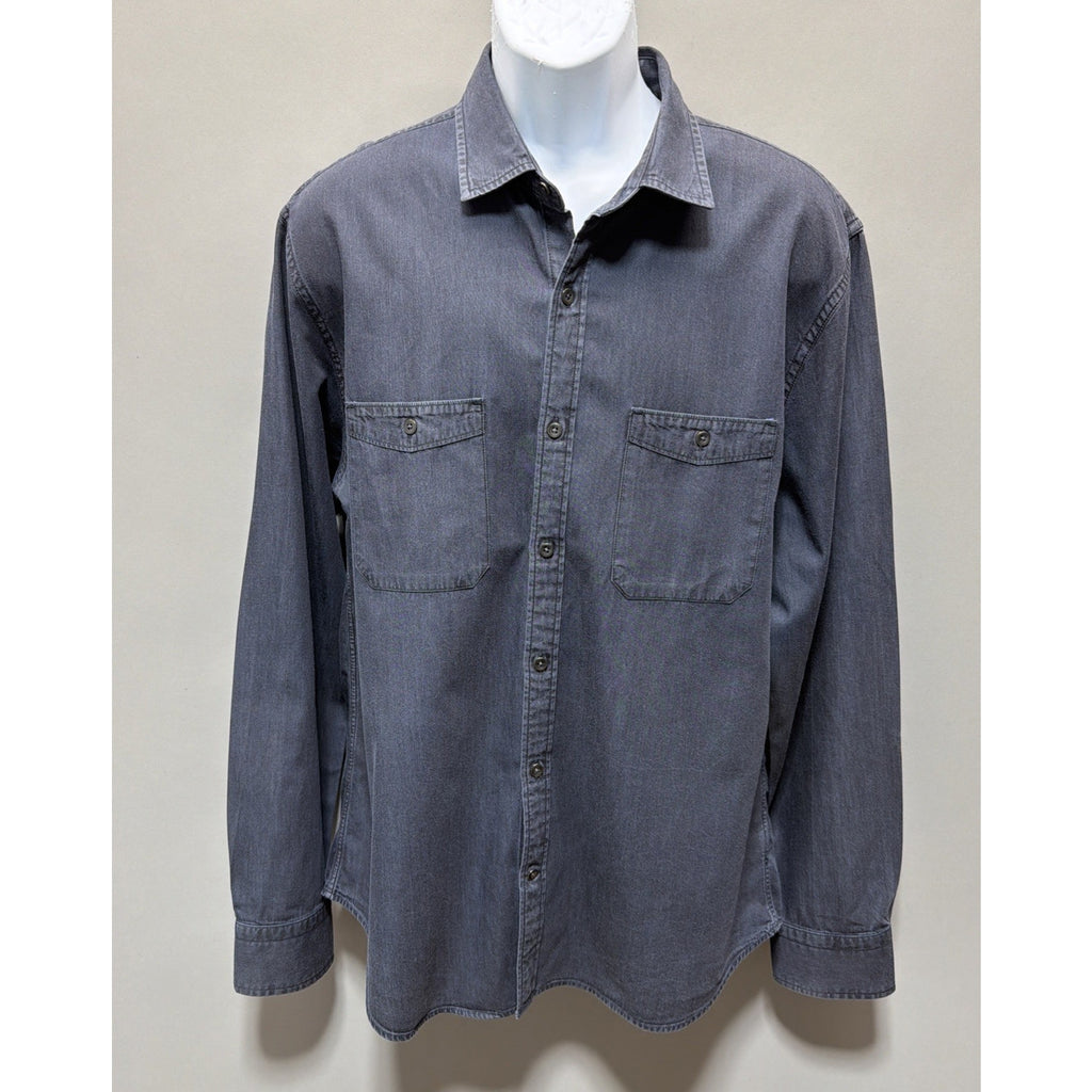 Express Button Up Dress Shirt Chambray Denim Long Sleeve Mens Sz XL