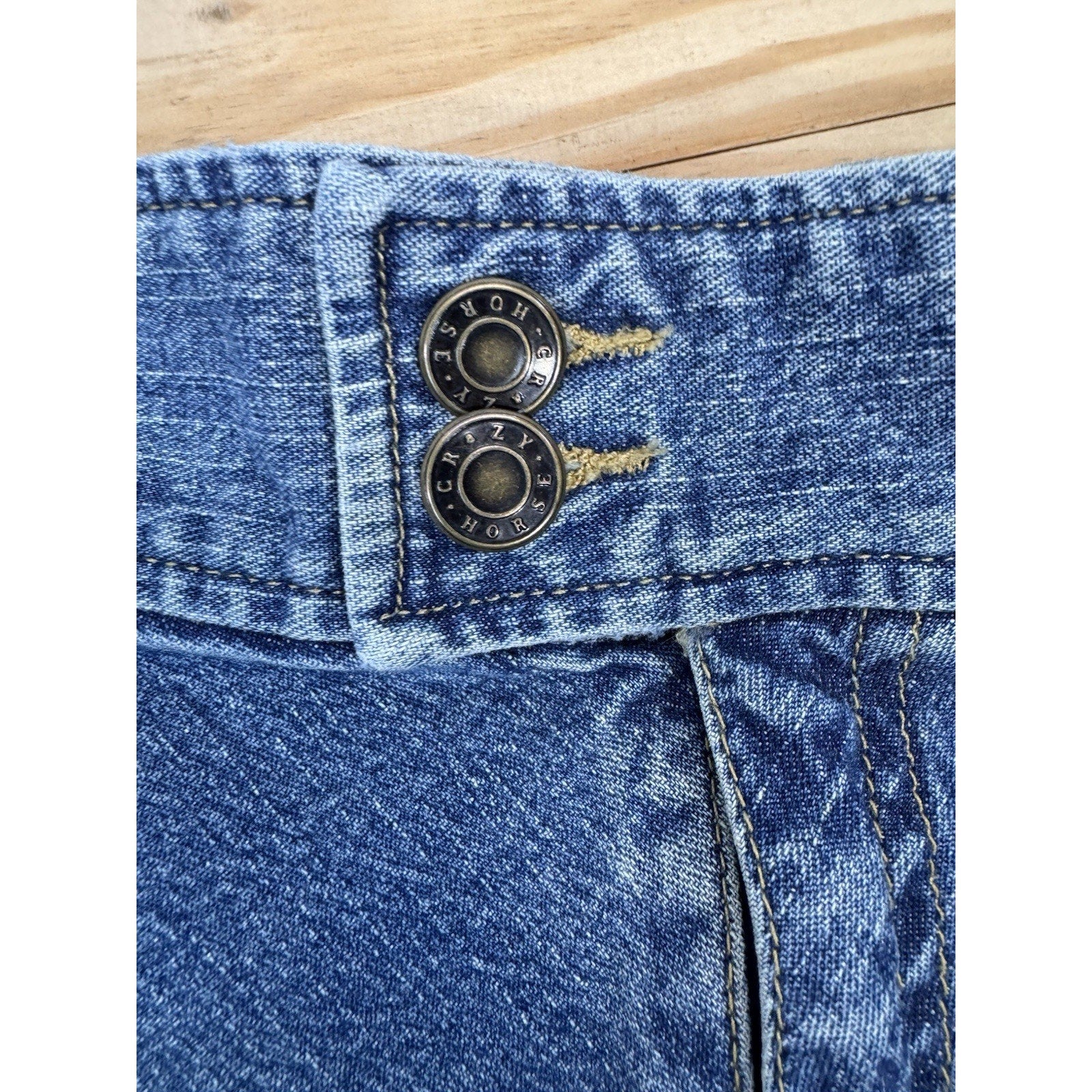 Vintage 90s Crazy Horse A-Line Denim Skirt Stretch Women’s Size 10