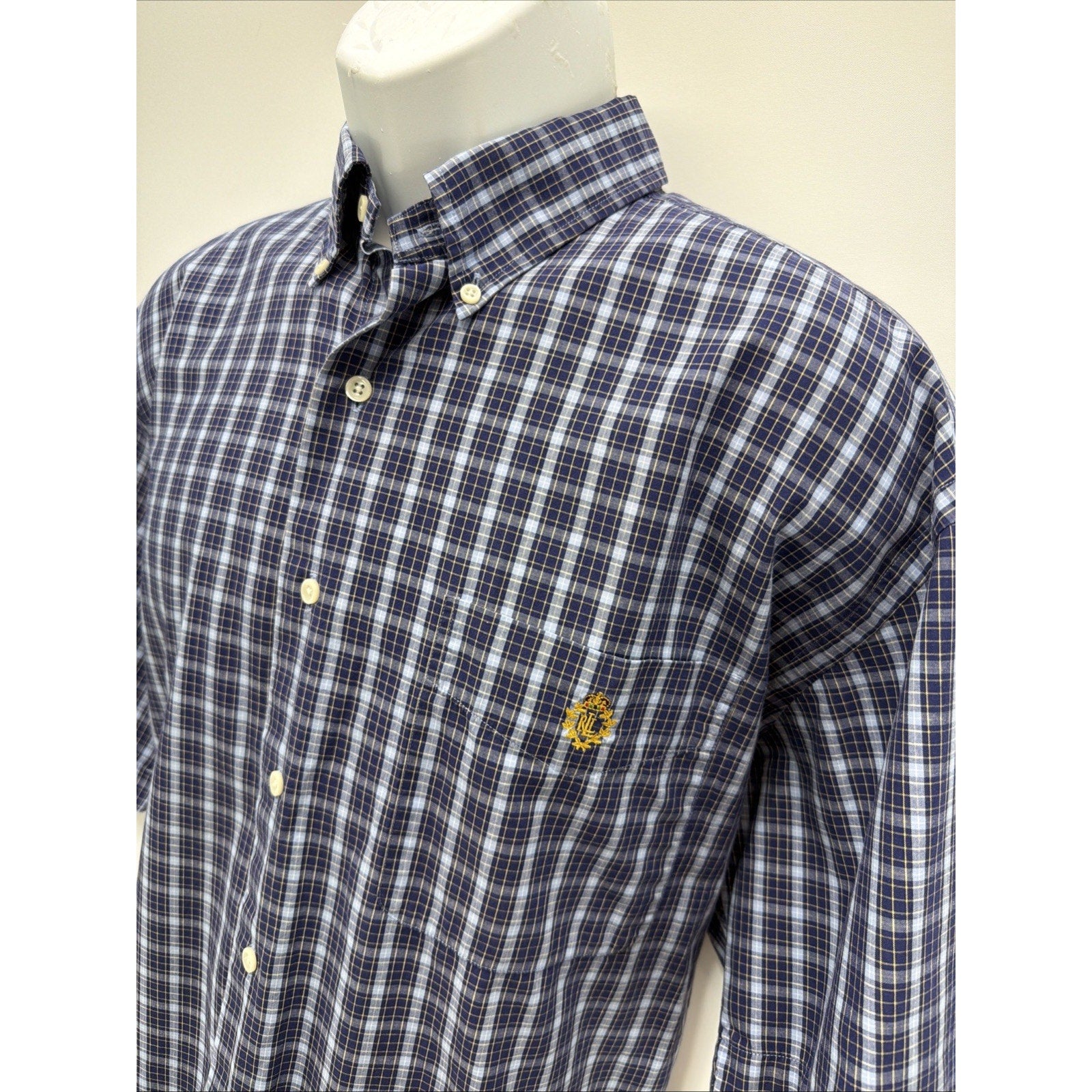 Lauren RALPH LAUREN Green Lable Men's Plaid Shirt Cotton L Blue Multicolor