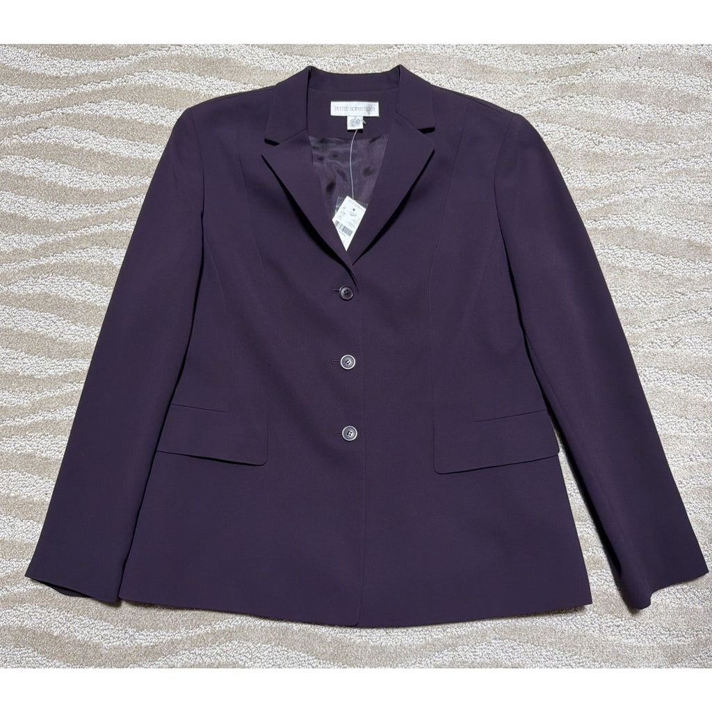 Vintage Sophisticates Petites Size 14P 3 Button Purple Blazer Jacket NWT