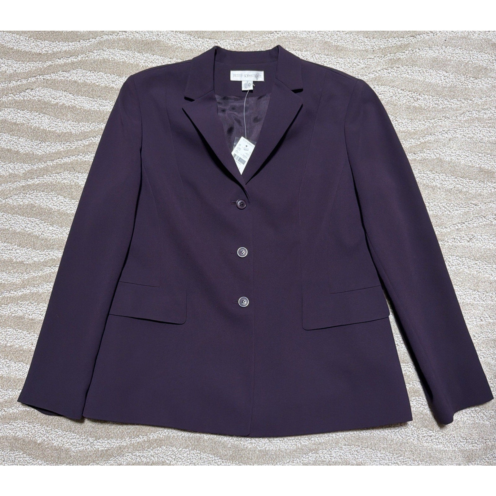 Vintage Sophisticates Petites Size 14P 3 Button Purple Blazer Jacket NWT