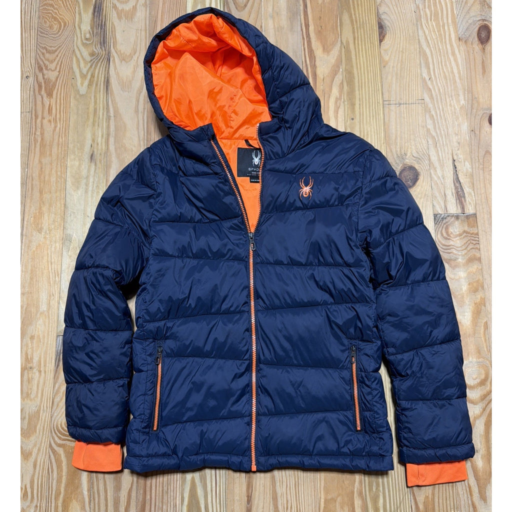Spyder Blue Nexus Insulated Hooded Puffer Jacket Coat Teen 14-16 L