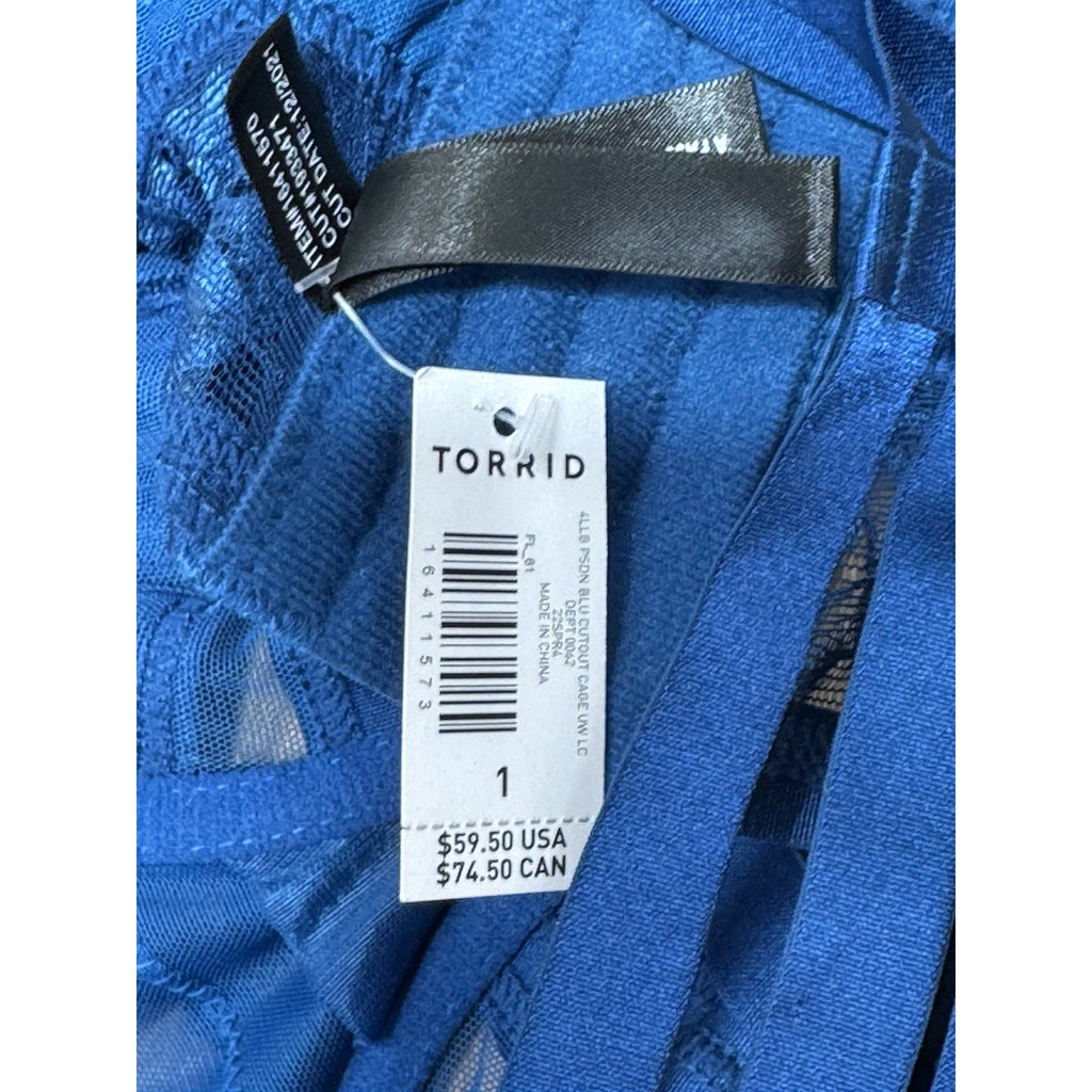 Torrid CAGE UNDERWIRE LONGLINE BRALETTE - LACE BLUE Size 1 Large NWT