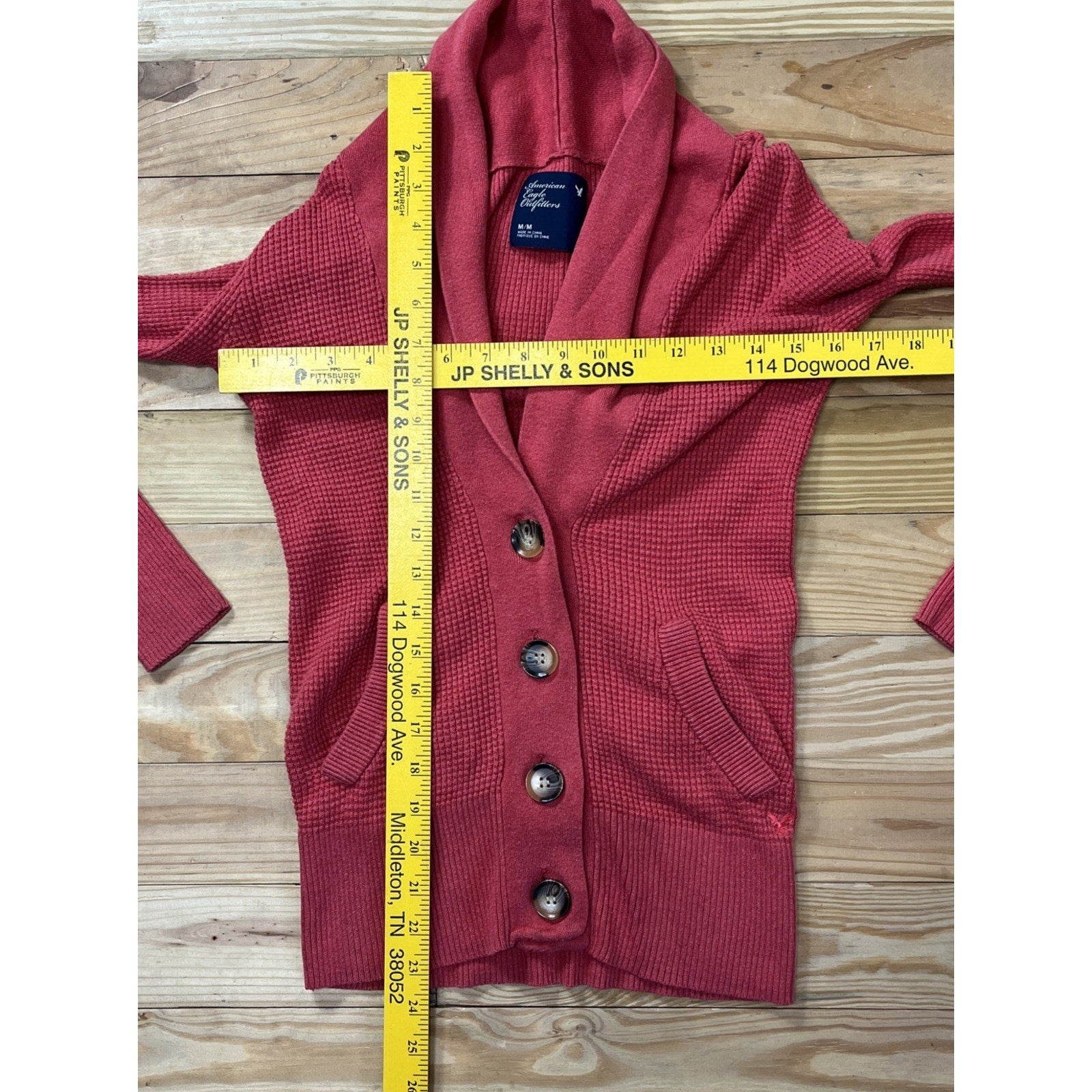 American Eagle Cardigan Women's M Button Up Pockets Shawl Neck Coral Pink