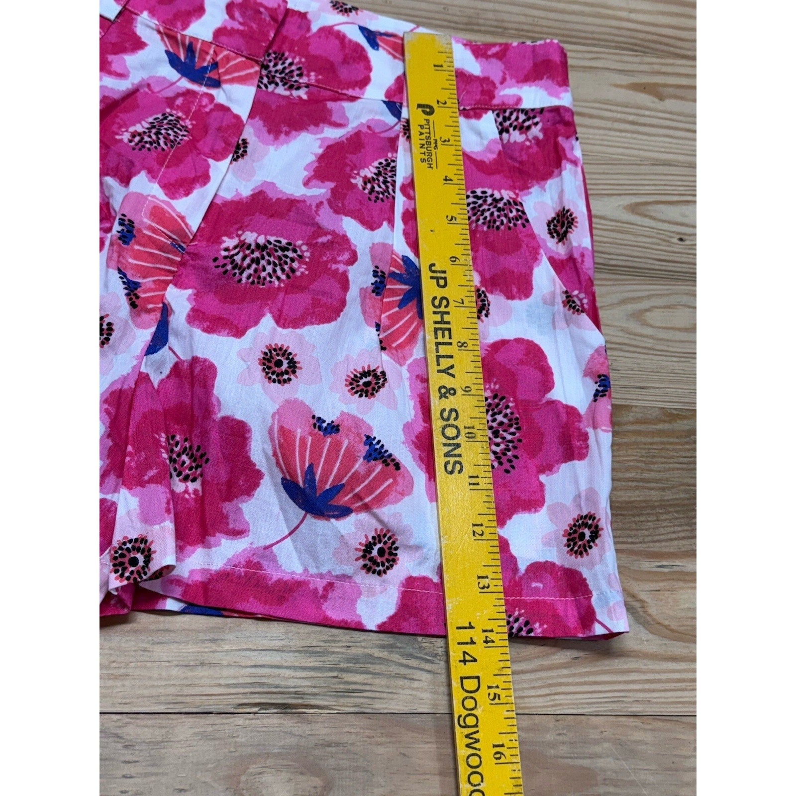 TCEC Pink Floral 100% Cotton Active Athletic Shorts Size Medium Pockets