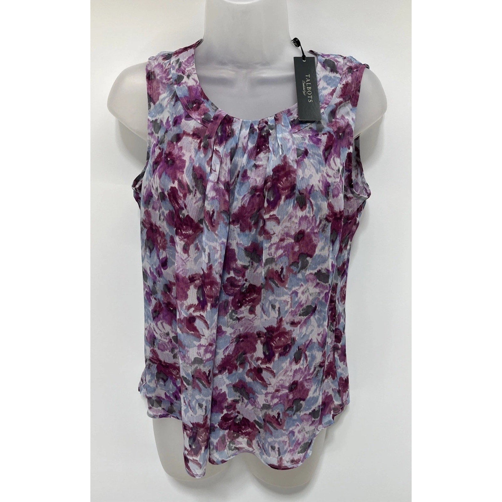 TALBOTS 2 In 1 * Sheer Floral Blouse w/ Silk Shell * Sleeveless Sz 6 Petite NWT
