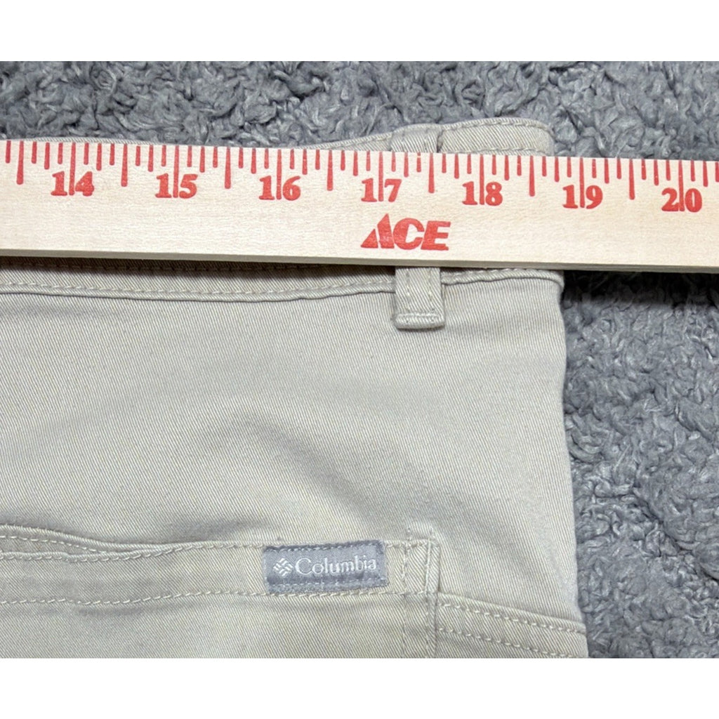 COLUMBIA MENS STRAIGHT FIT FLAT FRONT TAN KHAKI PANTS SIZE 38X30 COTTON ELASTANE
