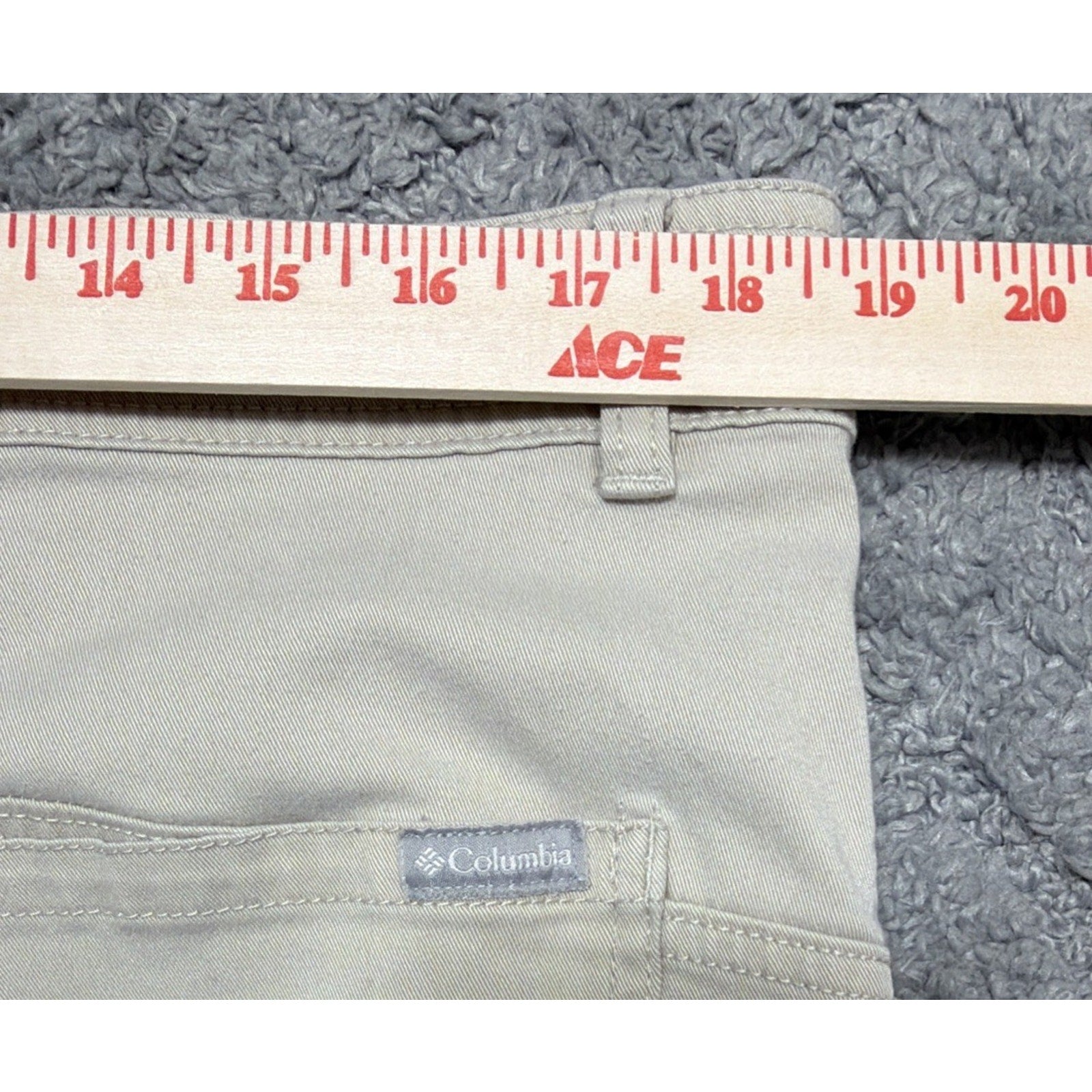 COLUMBIA MENS STRAIGHT FIT FLAT FRONT TAN KHAKI PANTS SIZE 38X30 COTTON ELASTANE