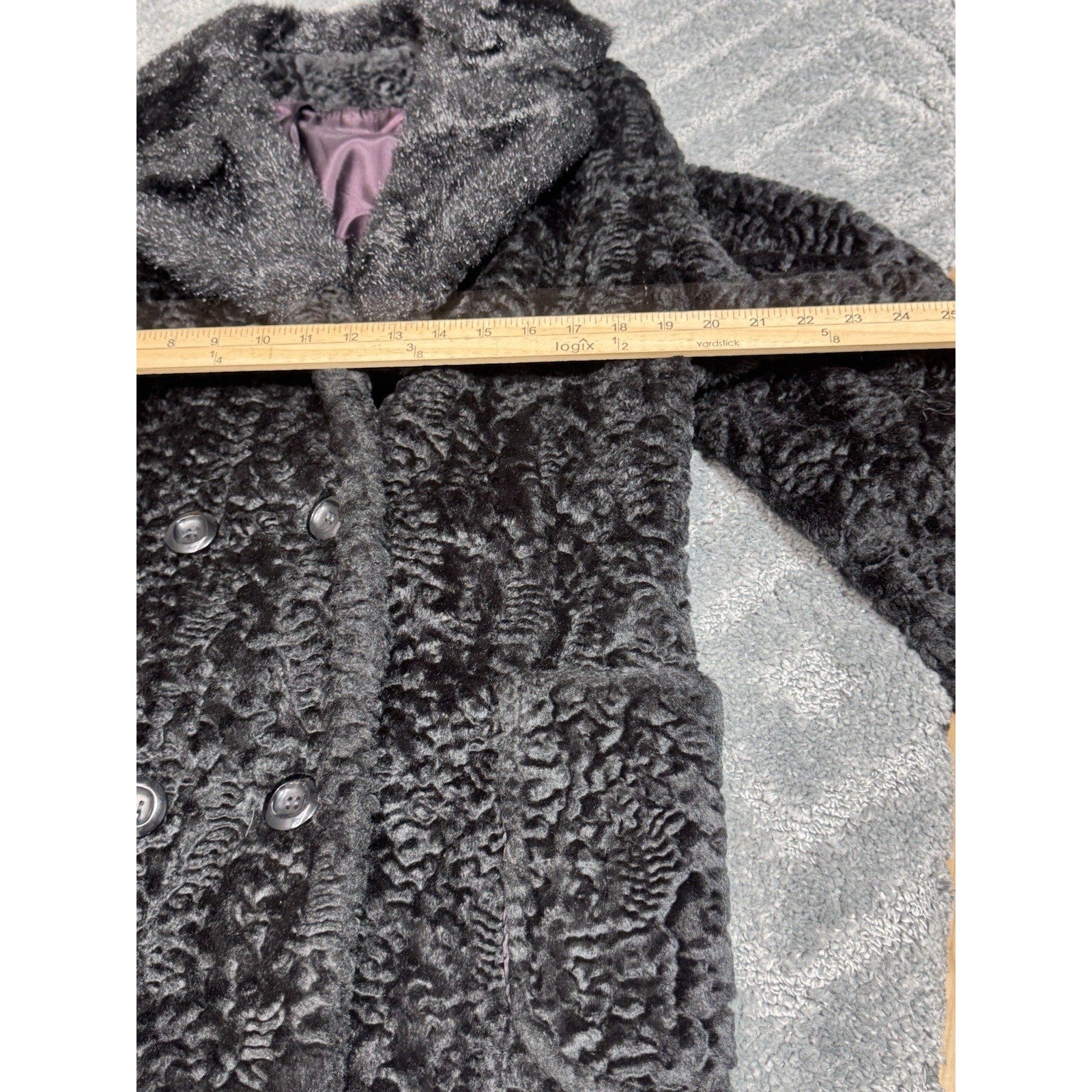 Vintage Black Persian Lamb Fur Coat Made In The USA ILGWU Measures Women’s M