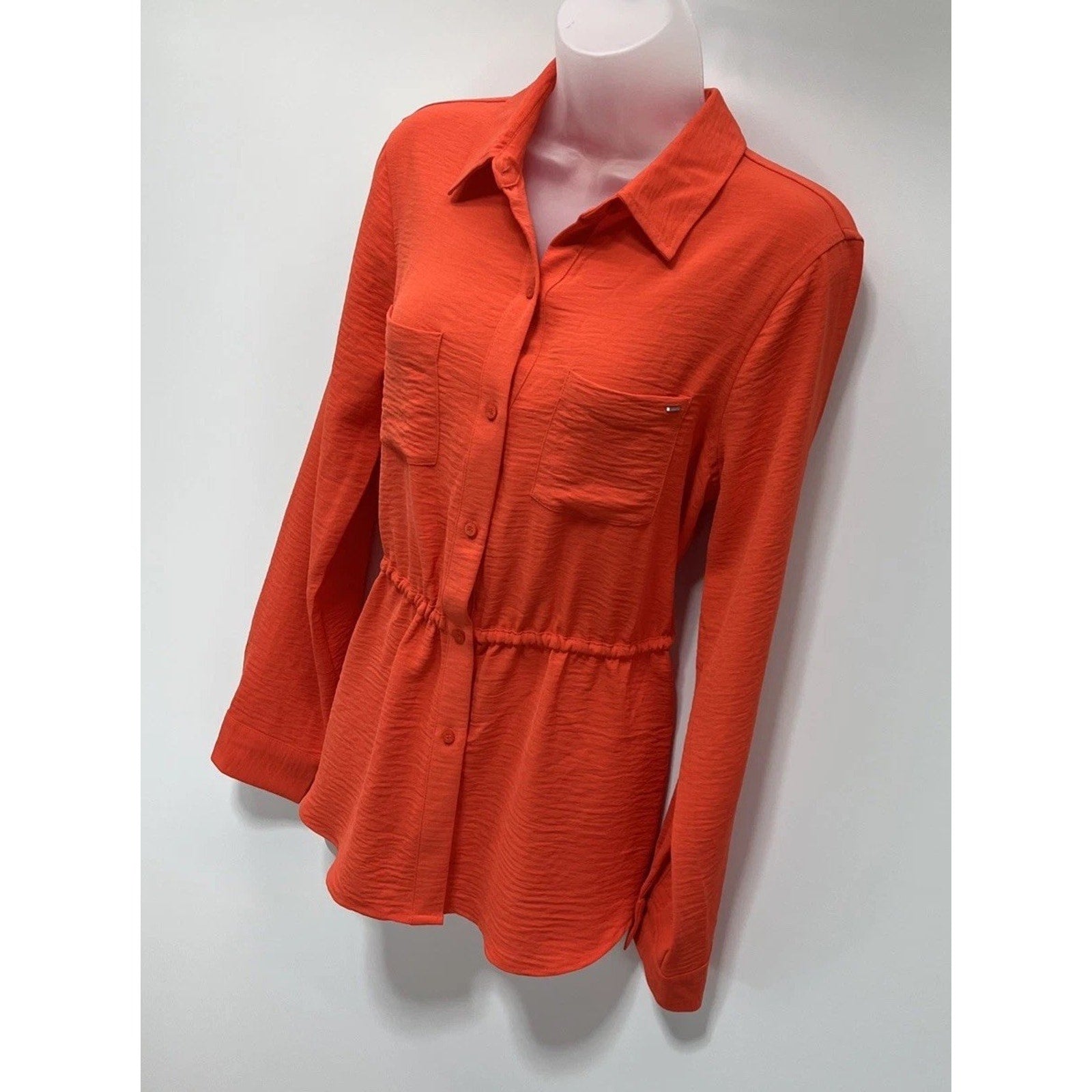 Calvin Klein Orange Long Sleeve Blouse Top Size M