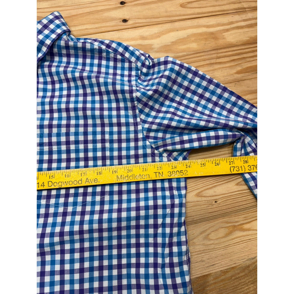 Old Navy The Classic Shirt Mens X-Large Button Up Blue Purple Check Long Sleeve