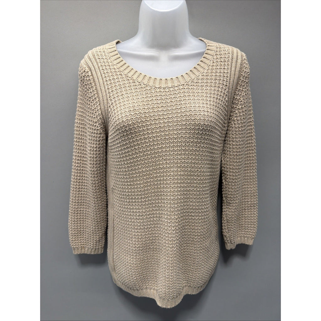 Banana republic women’s beige cashmere blend waffle knit sweater Soft Cozy M