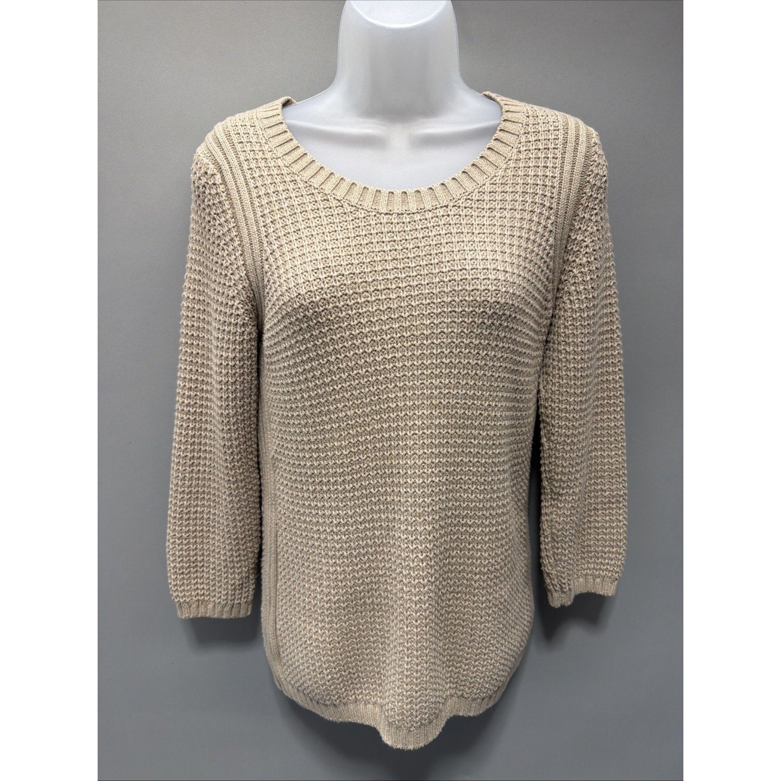 Banana republic women’s beige cashmere blend waffle knit sweater Soft Cozy M
