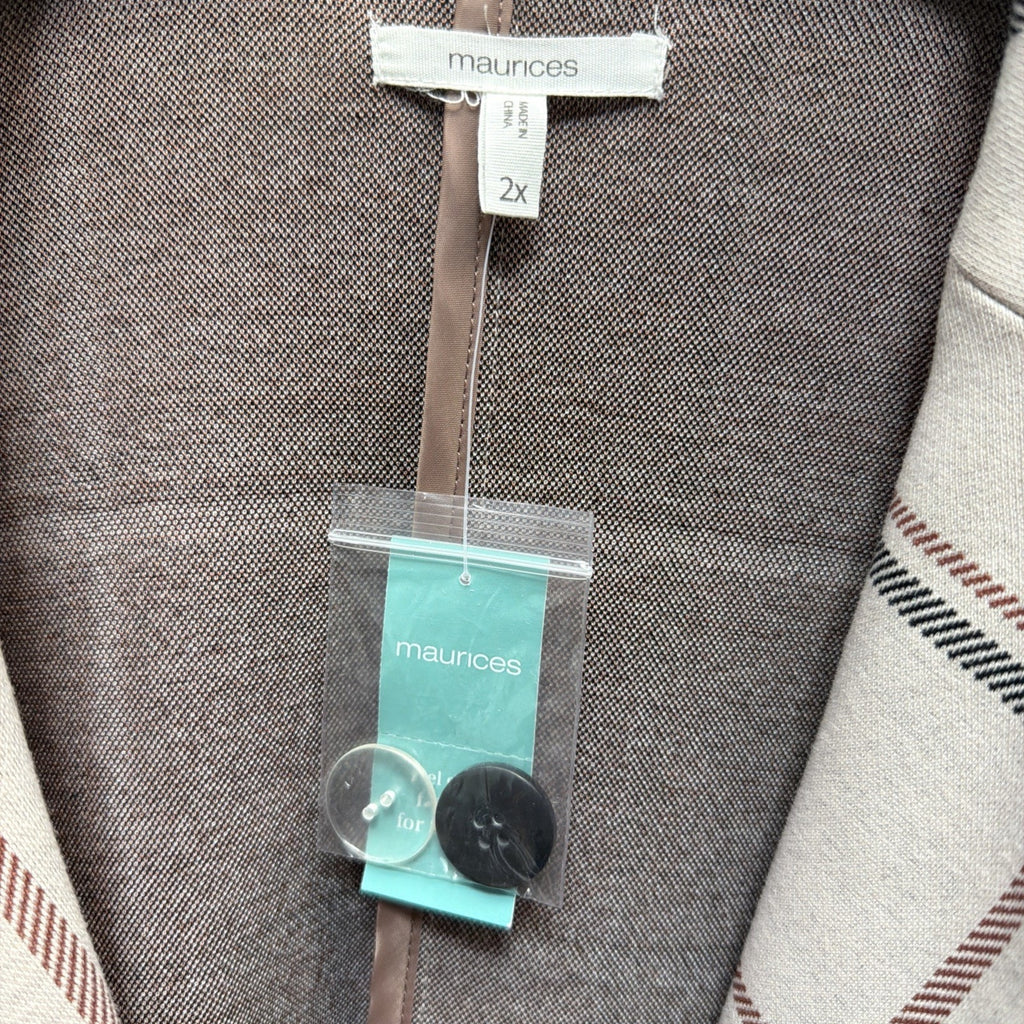 NWT Maurices Double Breasted Plaid Window Pane Duster Blazer Woman Plus Sz 2X