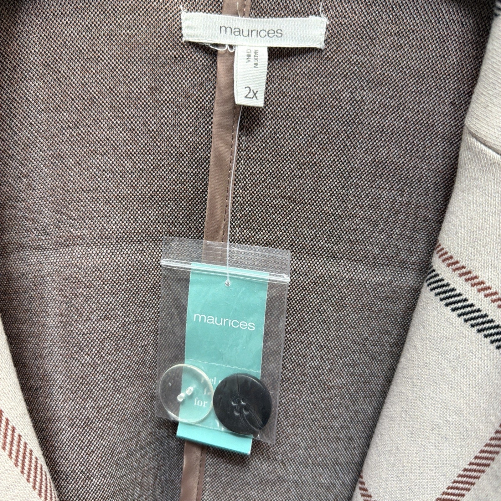 NWT Maurices Double Breasted Plaid Window Pane Duster Blazer Woman Plus Sz 2X