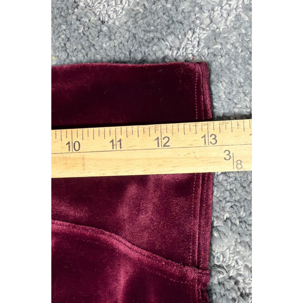 SPANX Rich Burgundy Velvet High Rise Full Length Yoga Pants Size M
