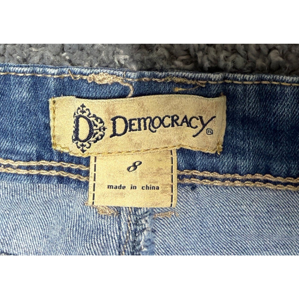 Democracy Jeans Women's Freedom Ankle Skimmer Distressed Stretch Denim Sz. 8