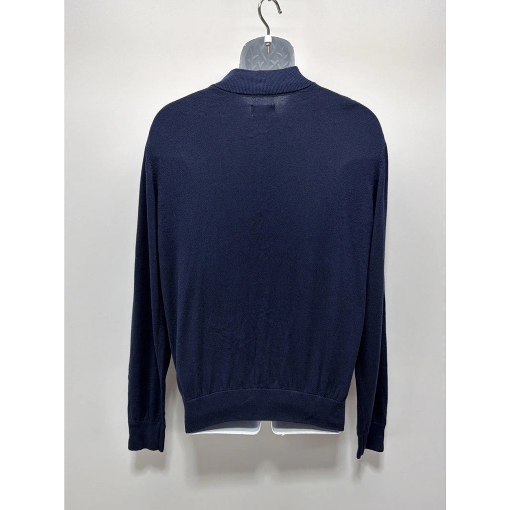 NWT Graham Luxe Silk Blend Blue Depths Blue Quarter Zip Sweater, Size M