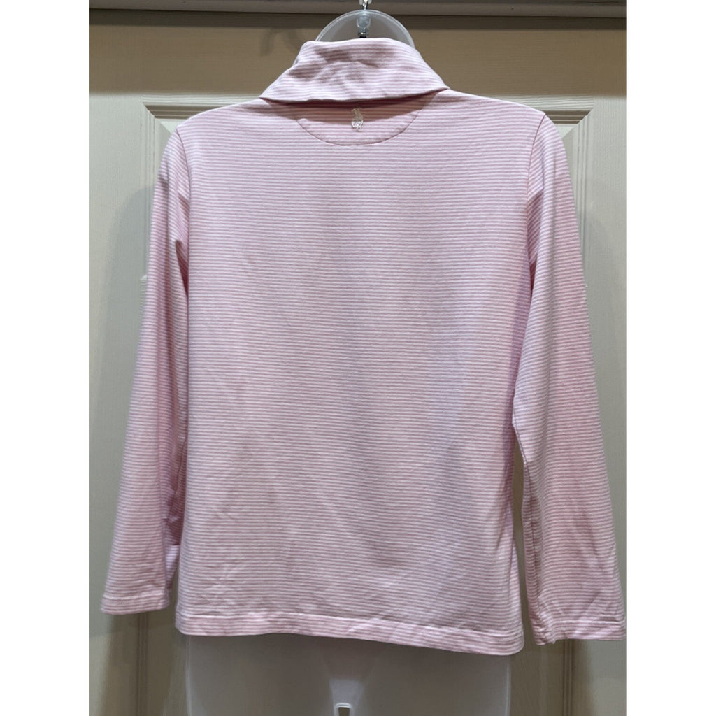 Women’s Polo Ralph Lauren Golf 1/4 Zip Pink Stripped Wicking Long Sleeve Medium