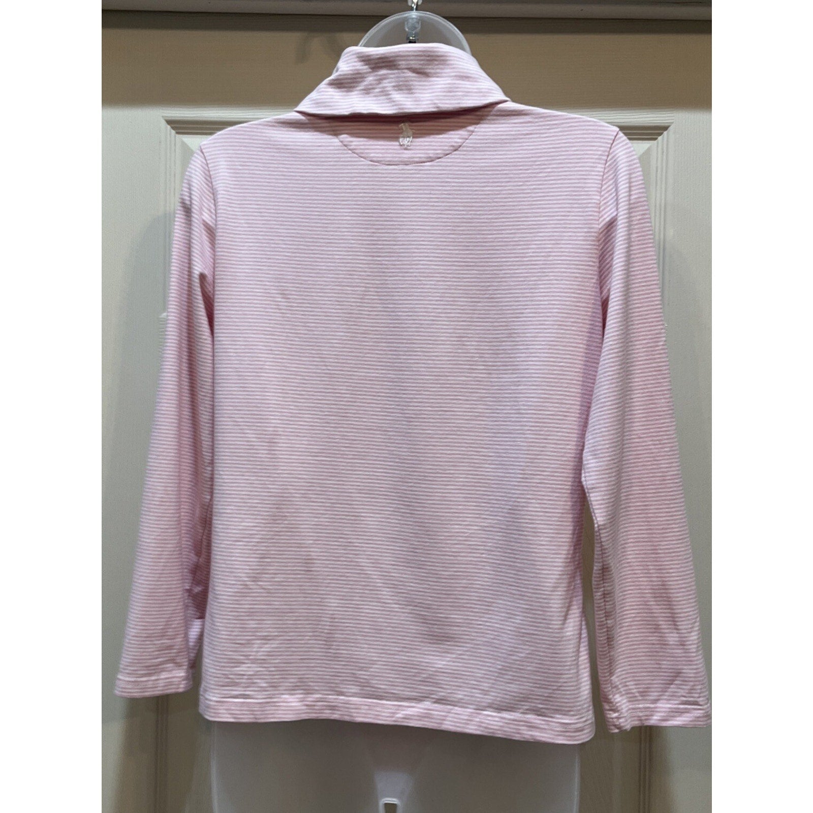 Women’s Polo Ralph Lauren Golf 1/4 Zip Pink Stripped Wicking Long Sleeve Medium
