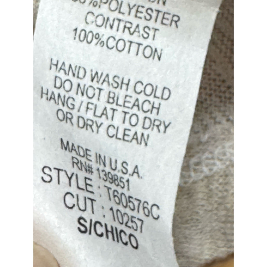 ODDY Knit Oatmeal-Navy Blue Plaid Back Blouse 3/4 Sleeve Women’s Size Small USA