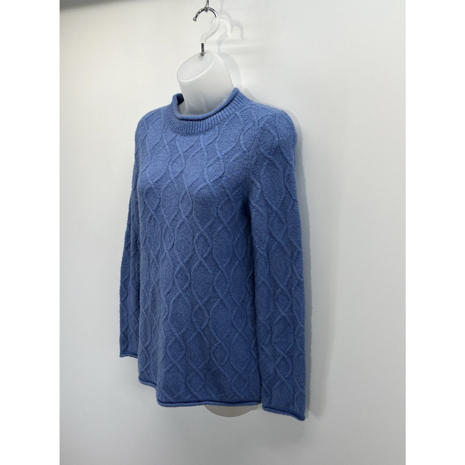 Talbots Womens M Wool BlendSweater Mock Neck Pullover Cable Knit Long Sleeve