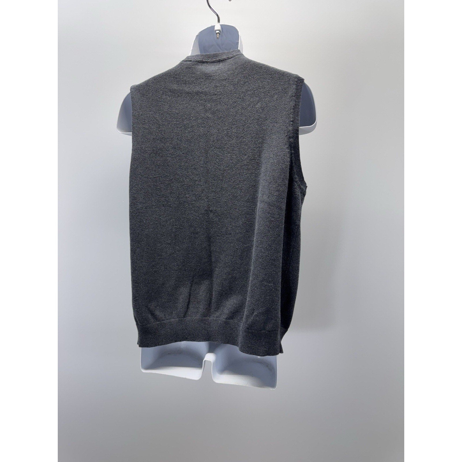 Van Heusen Studio VEST MENS L Charcoal LIGHTWEIGHT SWEATER GRANDPA V NECK prep