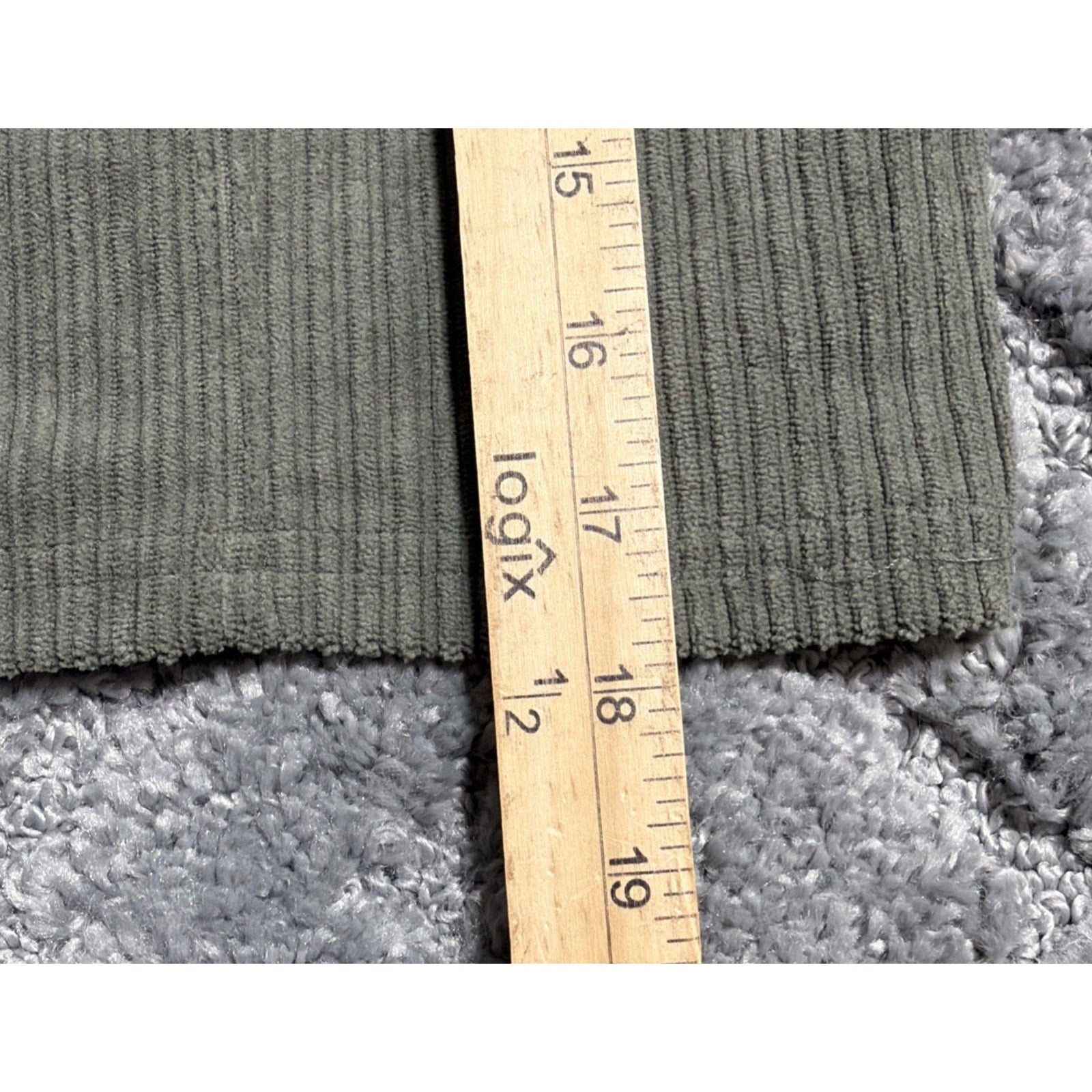 Hem & Thread Green Lined Zip Back Corduroy Skirt Size Large