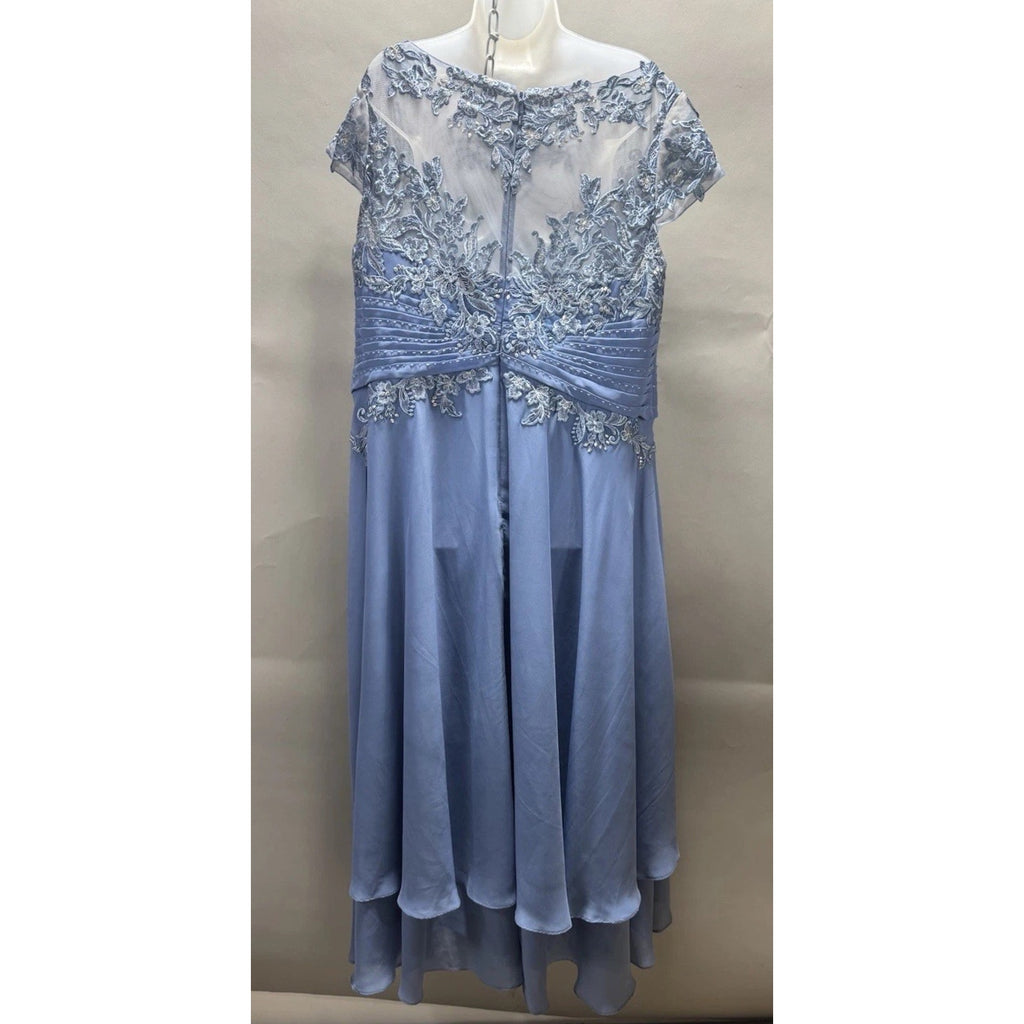 JJ’s House Dusty Blue Lace Applique Chiffon Mother of the Bride Dress Womens 22