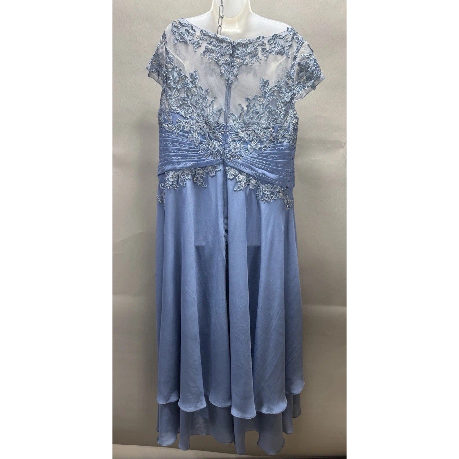 JJ’s House Dusty Blue Lace Applique Chiffon Mother of the Bride Dress Womens 22