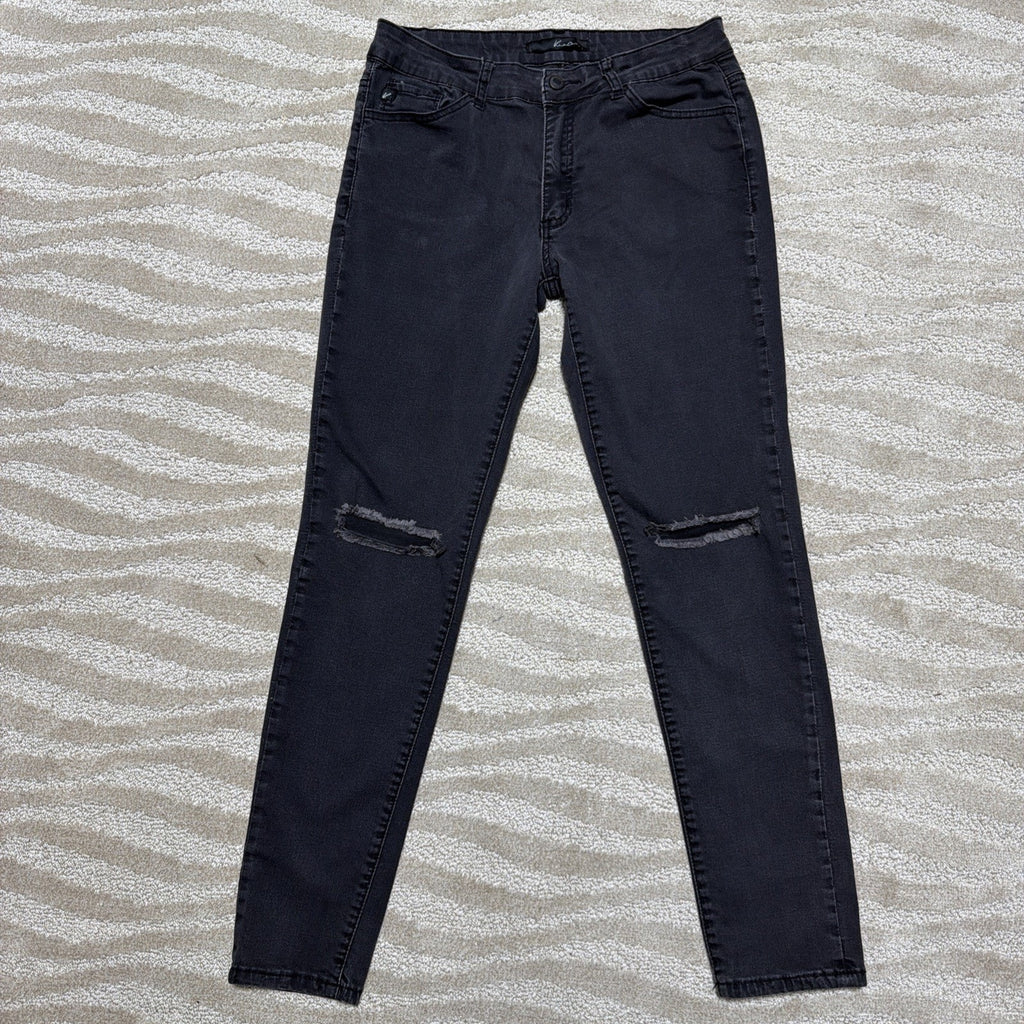KanCan LA Mid Rise Skinny Distressed Jeans Women's Size 11/29 Black Cut 4374