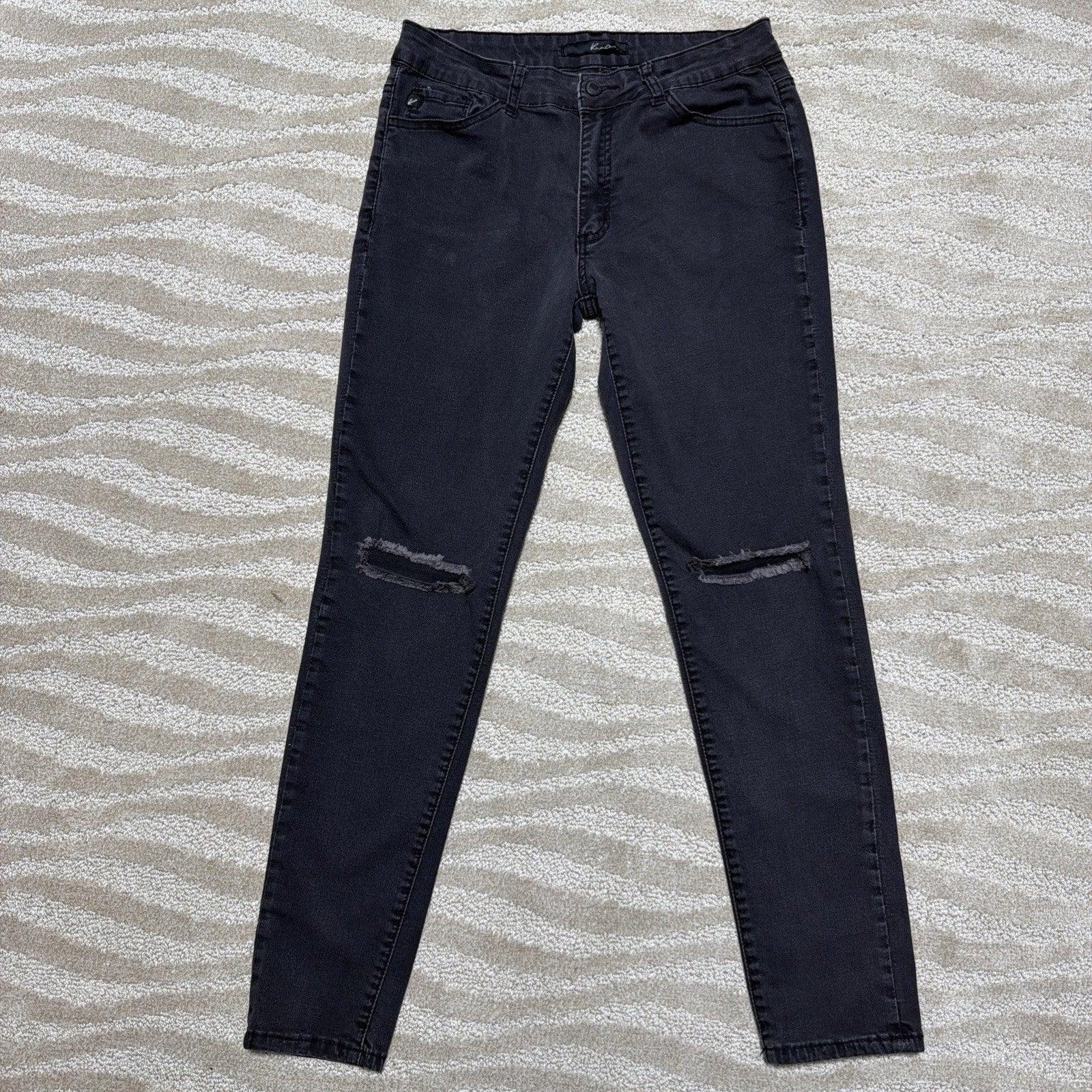 KanCan LA Mid Rise Skinny Distressed Jeans Women's Size 11/29 Black Cut 4374