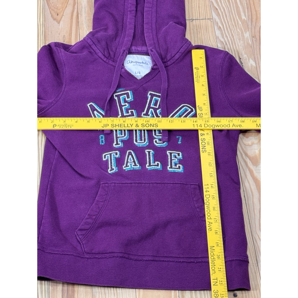 Aeropostale Hoodie Junior Size Large Purple Cotton Jacket Pockets Full Zip Logo
