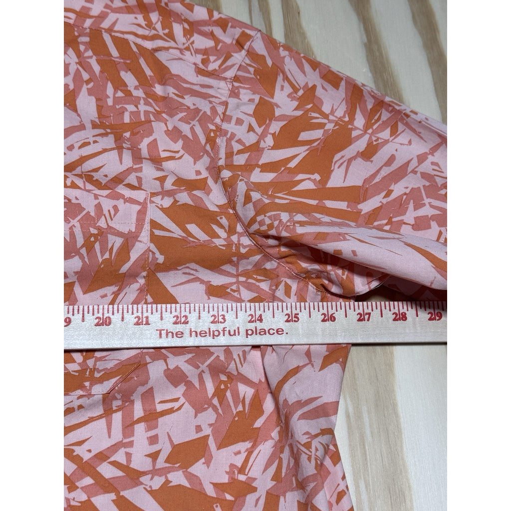 Columbia PFG Button Up Shirt Mens XXL Orange Print Short Sleeve Fishing